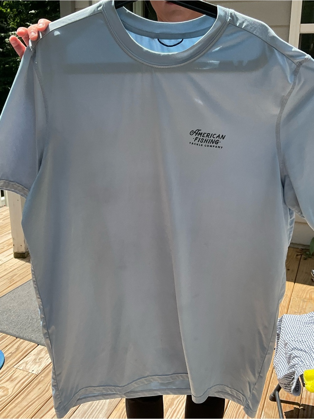 American Fishing Co. Men’s Light Blue Performance Tee Size L